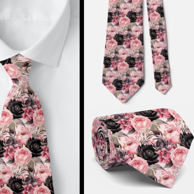 Corbata Flores de Gótico rosa y negro floral (Subido por el creador)