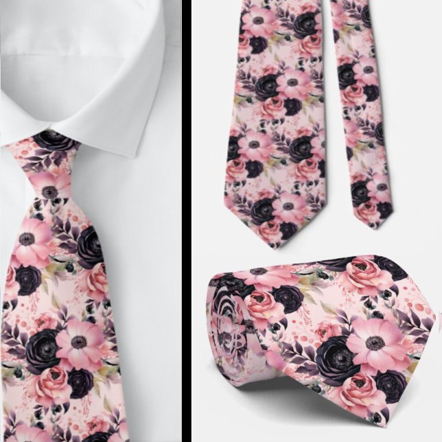 Corbata Flores de Gótico rosa y negro floral (Subido por el creador)