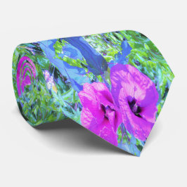 Corbata Flores de Hibiscus púrpura ultravioleta