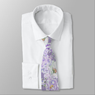 Corbata Flores de lila en acuarela sobre lavanda