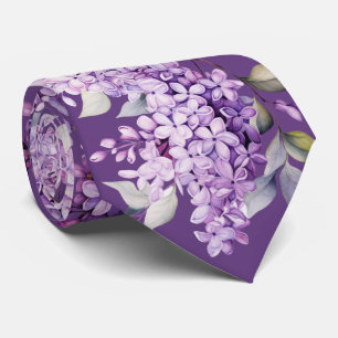 Corbata Flores de lila sobre morado