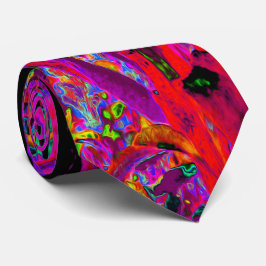 Corbata Flores de lirio oriental arcoiris abstracto trippy