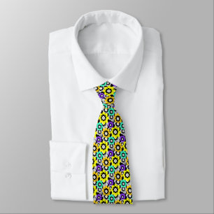 Corbata Flores de margarita coloridas Amarillo Turquesa Pu
