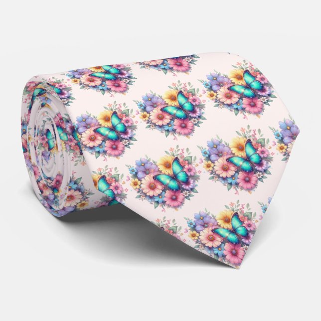 Corbata Flores de margarita con un hermoso patrón de marip (Enrollado)