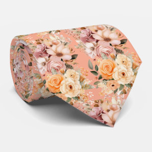 Corbata Flores de melocotón rosa elegante floral