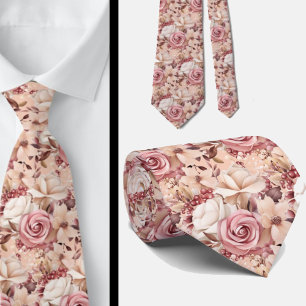 Corbata Flores De Oro Rosa Rosa Flores De Cuello Floral