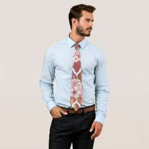 Corbata Flores de oro rosadas pintadas de color de agua Qu