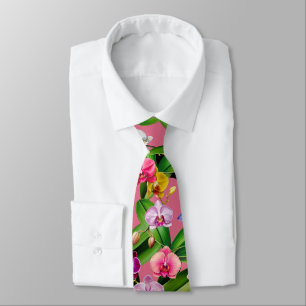 Corbata Flores de orquídea azules rosadas amarillas lilas