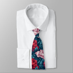 Corbata Flores de peonías artísticas para el Día del Padre