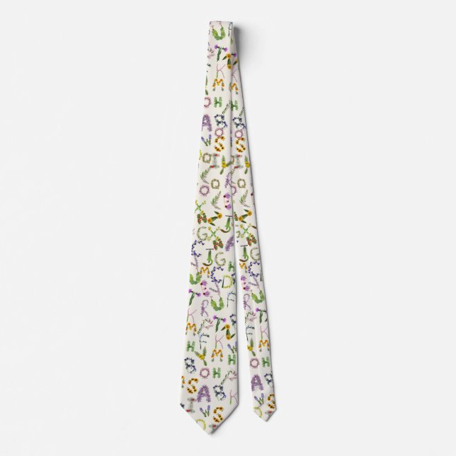 Corbata Flores de primavera - Boho alfabético (Anverso)