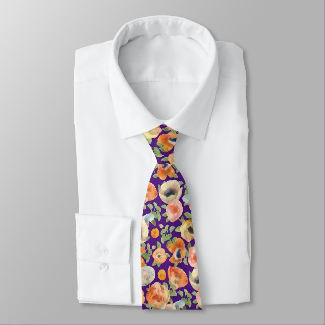 Corbata Flores de primavera naranja (Atado)