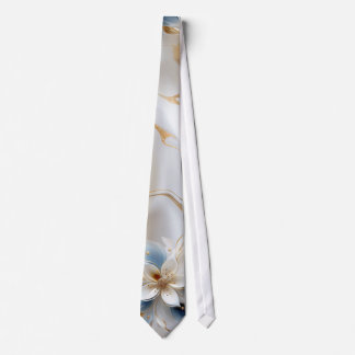 Corbata Flores de seda blancas y azul claro con una aparie