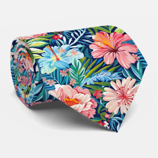 Corbata Flores de Verano Coloridas Patrón Floral Bonito