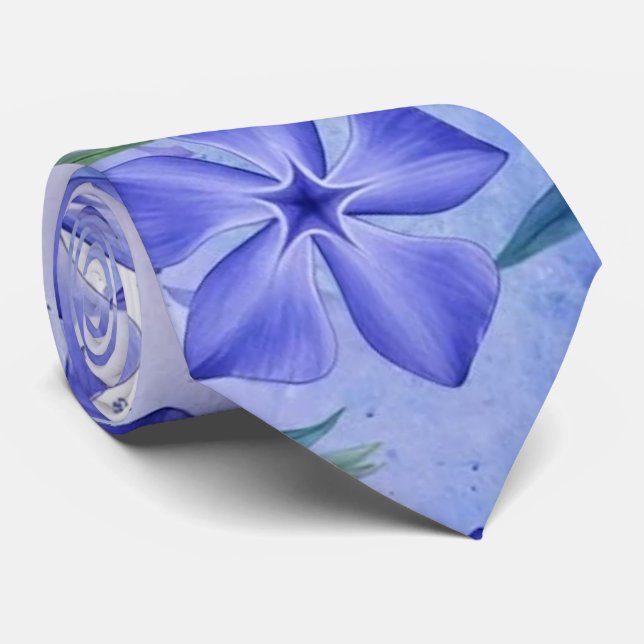 Corbata Flores de Vinca Azul Violeta Vinca (Enrollado)