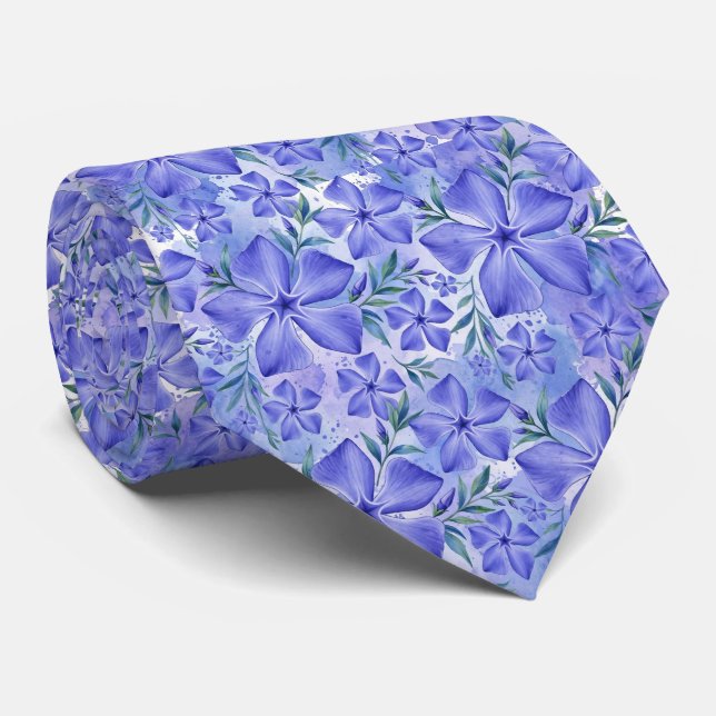 Corbata Flores de Vinca Azul Violeta Vinca (Enrollado)
