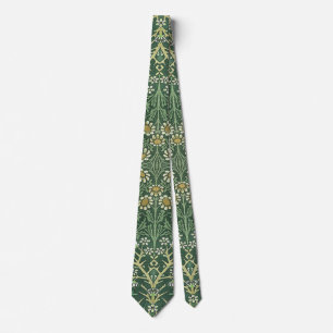 Corbata Flores de William Morris Verde Floral Vintage Marg