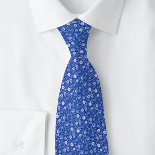 Corbata Flores diminutas azul real