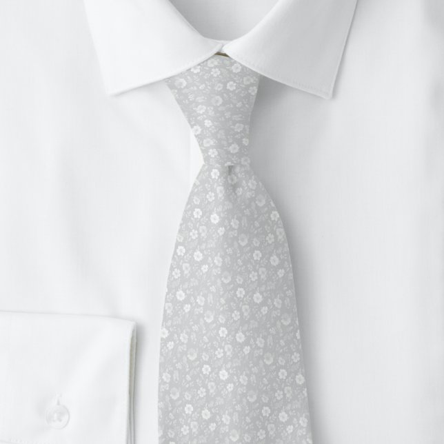 Corbata Flores diminutas gris claro (Subido por el creador)