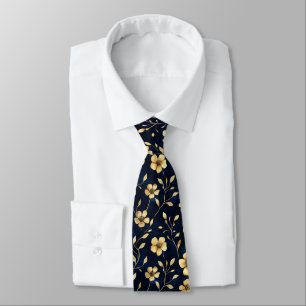 Corbata Flores doradas patrón de la marina