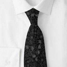 Corbata Flores Grabadas al Carbón