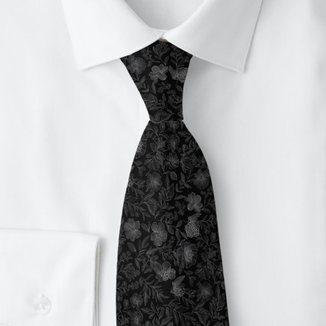 Corbata Flores Grabadas al Carbón (Subido por el creador)