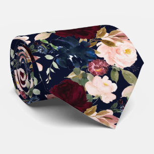 Corbata Flores H2 de la Marina Borgoña Rubor PixDezines