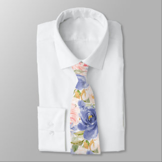 Corbata Flores H2 Mediterráneo Rosas Rosadas Azul