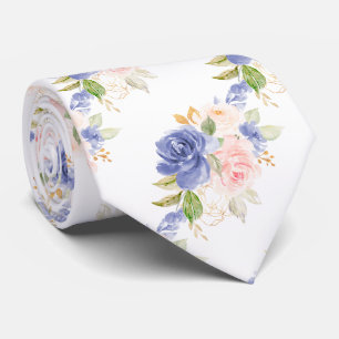 Corbata Flores H2 Mediterráneo Rosas Rosadas Azul  