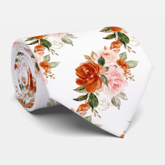 Corbata Flores H2 Óxido de Naranja Rosado Rosas