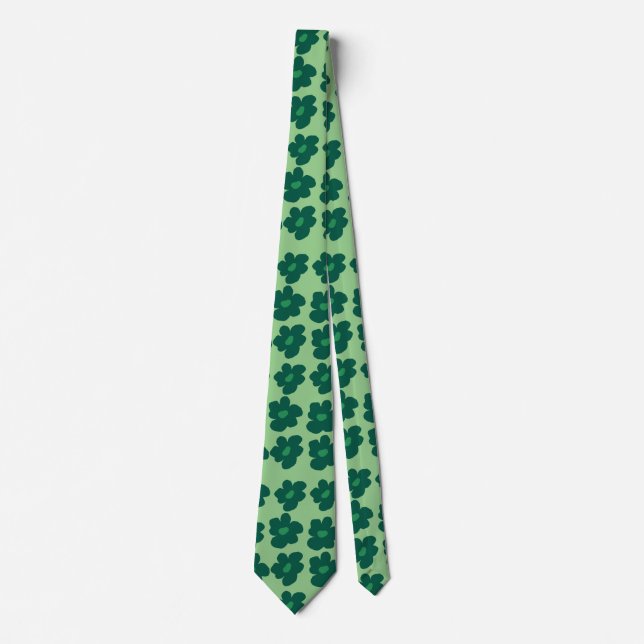 Corbata Flores hippie verdes (Anverso)
