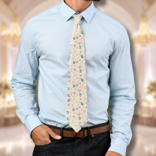 Corbata Flores Hojas Huevos de Pascua al estilo Acuarela V