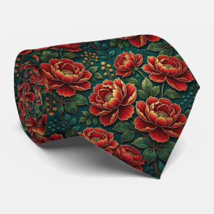 Corbata Flores Jeweltone con Acentos de Oro