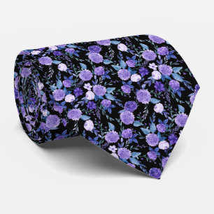 Corbata Flores lilac violeta de acuarela