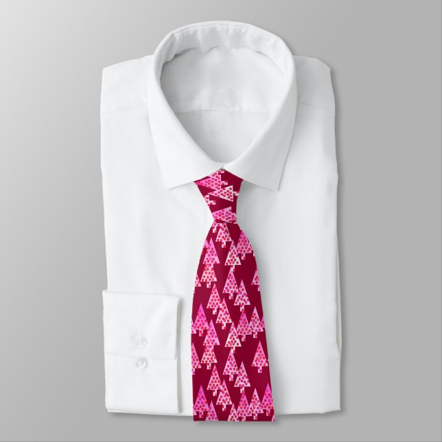 Corbata Flores modernas árboles de Navidad - vino y rosa (Atado)