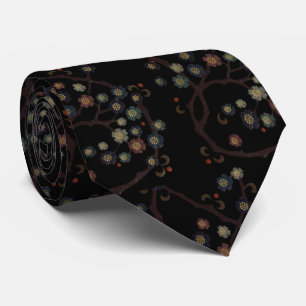 Corbata Flores Multicolores Sobre Negro