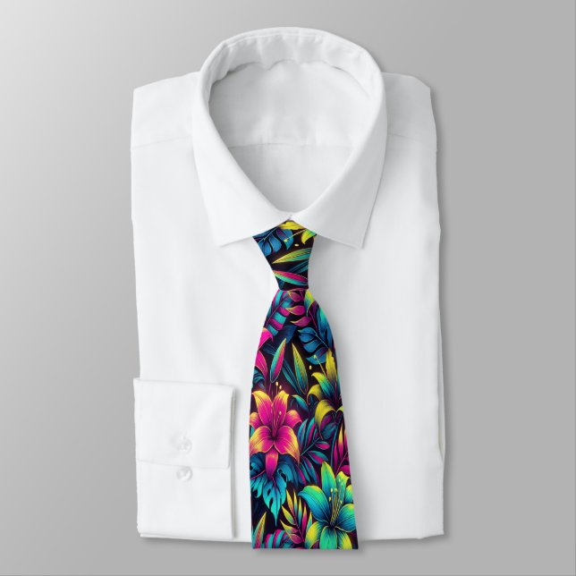 Corbata Flores Neón Tropicales Lujuriosas en Plena Floraci (Atado)