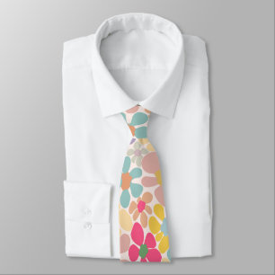 Corbata Flores onduladas Pastel Retro