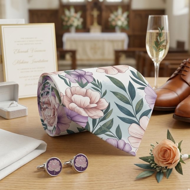 Corbata Flores Pastel Elegantes (Subido por el creador)