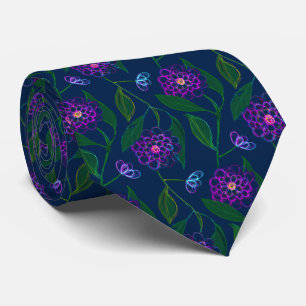 Corbata Flores patrón Groomsmen Marina Libertad Floral Azu