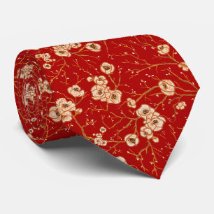Corbata Flores pequeñas con estampado rojo