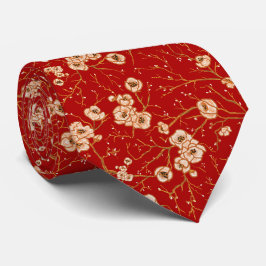 Corbata Flores pequeñas con motivos rojos