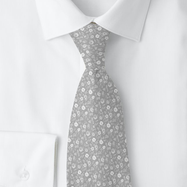 Corbata Flores Pequeñas Gris Paloma (Subido por el creador)