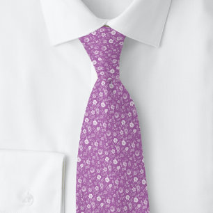 Corbata Flores Pequeñas Moradas Polvorientas