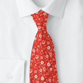 Corbata Flores Pequeñas Rojo Cereza