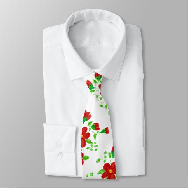 Corbata Flores rojas de moda (Atado)