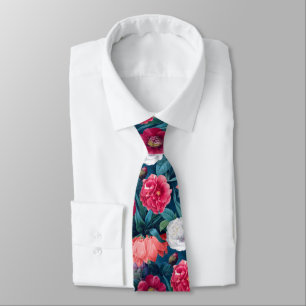 Corbata Flores rojas, rosadas y blancas y lirio