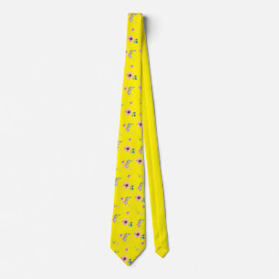 Corbata Flores rosadas Amarillo