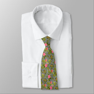 Corbata Flores rosadas de rosa acuarela retrato floral bot