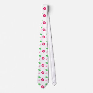 Corbata flores rosadas,hojas verdes, patrón bonito