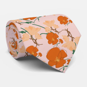 Corbata flores rosadas y naranjas
